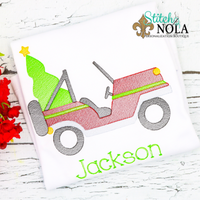 Personalized Christmas Jeep with Tree Sketch Shirt
