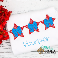 Personalized Patriotic Star Trio With Bows Applique Shirt

