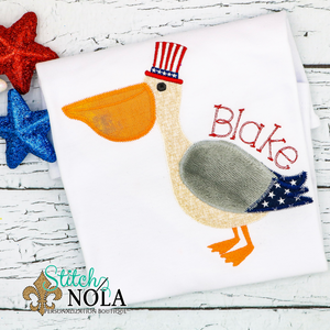 Personalized Patriotic Pelican With Monogram Applique Shirt