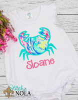 Personalized Tropical Crab Applique Shirt

