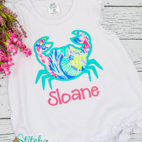 Personalized Tropical Crab Applique Shirt