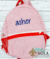 Personalized Seersucker Backpack with Name or Monogram, Seersucker Diaper Bag, Seersucker School Bag, Seersucker Bag, Diaper Bag, School Bag, Book
