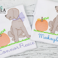 Personalized Dog With Pumpkins Sketch Shirt
