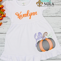 Personalized Halloween Pumpkin with Bow Sketch Shirt