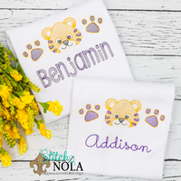 Personalized Purple and Gold Baby Tiger Trio Sketch Shirt