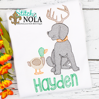 Personalized Dog with Antlers & Duck Sketch Shirt