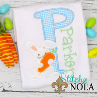 Personalized Easter Alpha with Bunny Appliqué Shirt