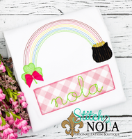 Personalized St. Patrick's Day Rainbow with Pot of Gold Appliqué Shirt
