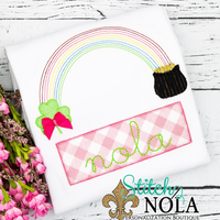 Personalized St. Patrick's Day Rainbow with Pot of Gold Appliqué Shirt