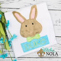 Personalized Easter Bunny Head with Bow & Bow Tie Appliqué Shirt
