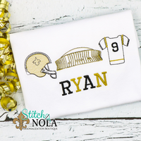 Personalized Black and Gold Trio with Jersey Sketch Shirt