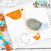 Personalized Pelican With Monogram Applique Shirt