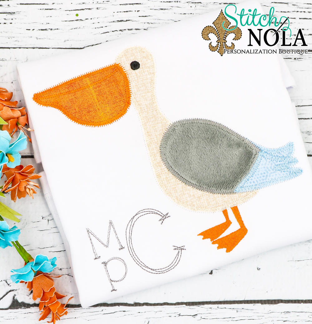 Personalized Pelican With Monogram Applique Shirt