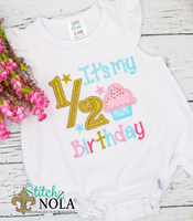 Personalized Half Birthday Cupcake Appliqué Shirt

