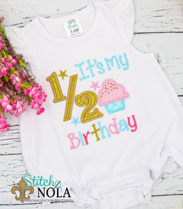 Personalized Half Birthday Cupcake Appliqué Shirt