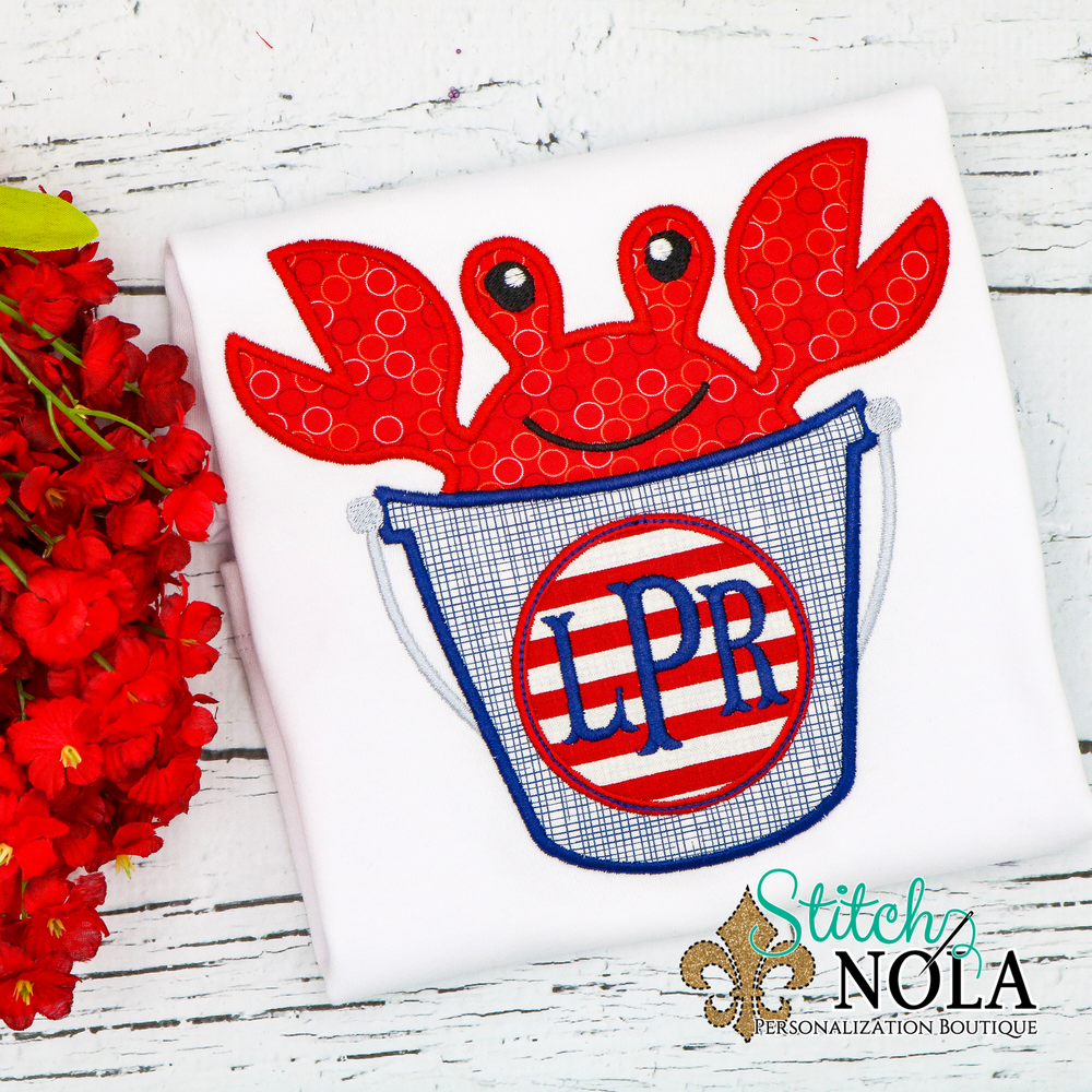 Personalized Crab in Bucket Applique Shirt