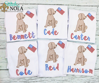 Personalized Lab Puppy With American Flag Sketch Shirt
