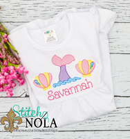 Personalized Mermaid Tail with Shells Sketch Shirt
