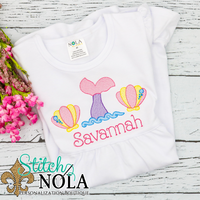 Personalized Mermaid Tail with Shells Sketch Shirt