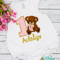 Personalized Birthday Teddy Bear Appliqué Shirt