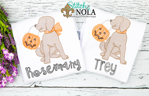 Personalized Halloween Trick or Treating Dog Sketch Shirt