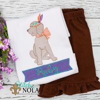 Personalized Indian Dog With Name Banner Applique Shirt