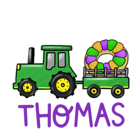 Personalized Mardi Gras Tractor With King Cake Printed Shirt