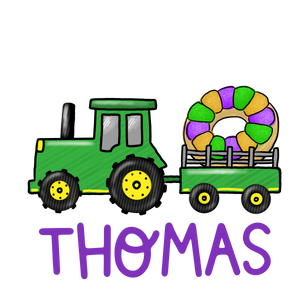 Personalized Mardi Gras Tractor With King Cake Printed Shirt