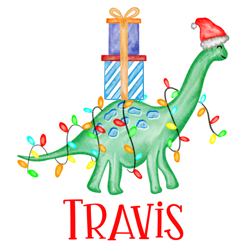 Christmas Dinosaur Carrying Presents Printed Shirt