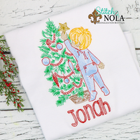 Personalized Christmas Tree with Child Sketch Shirt