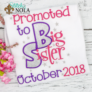 Personalized Promoted To Big Sister Applique Shirt