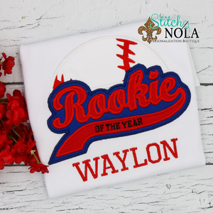 Personalized Baseball Rookie Of The Year Appliqué Shirt