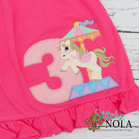 Personalized Birthday Carousel Applique Colored Garment

