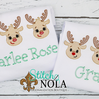 Personalized Christmas Baby Reindeer Trio Sketch Shirt