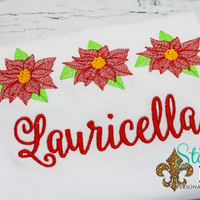 Personalized Christmas Poinsettia Trio Sketch Shirt