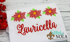 Personalized Christmas Poinsettia Trio Sketch Shirt