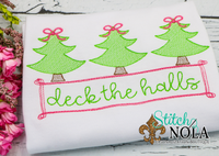 Personalized Christmas Deck The Halls Tree Trio Sketch Shirt
