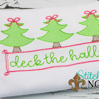 Personalized Christmas Deck The Halls Tree Trio Sketch Shirt