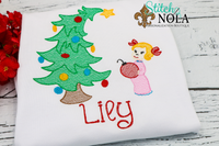 Personalized Christmas Tree with Monster & Girl Sketch Shirt
