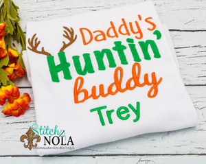 Personalized Daddy's Hunting Buddy Sketch Shirt