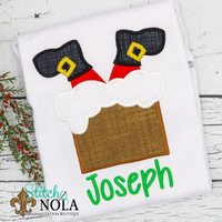 Personalized Santa in Chimney Applique Shirt