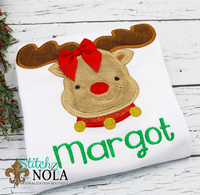 Personalized Christmas Baby Reindeer Applique Shirt
