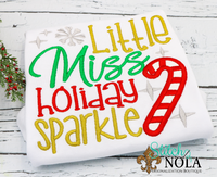 Personalized Christmas Little Miss Holiday Sparkle Sketch Shirt
