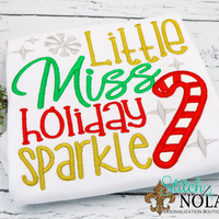 Personalized Christmas Little Miss Holiday Sparkle Sketch Shirt