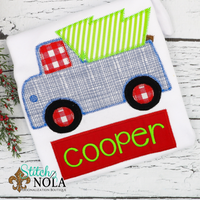 Personalized Christmas Tree Truck Applique Shirt
