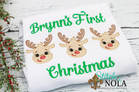 Personalized 1st Christmas Baby Reindeer Trio Sketch Shirt

