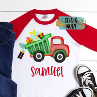 Personalized Christmas Dump Truck with Presents Printed Shirt